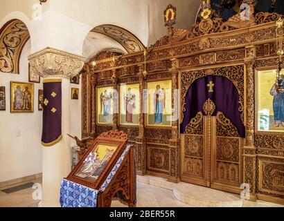 San Nicolas de Mira Greek Orthodox Cathedral, interior, La Habana Vieja, Havana, La Habana Province, Cuba Stock Photo
