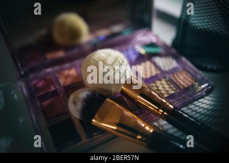 Professional makeup brushes and tools composition Stock Photo