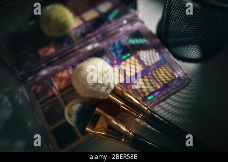 Professional makeup brushes and tools composition Stock Photo