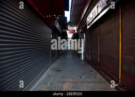 Izmir, Turkey - December 20, 2015:  Kemeralti bazaar streets with stores shut because of coronavirus isolation. Stock Photo