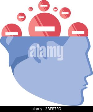 human head with minus sign on white background vector illustration design Stock Vector