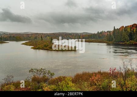 Fall on the Hudson River, Newcomb, Essex County, NY Stock Photo