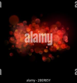 Abstract defocused circular red bokeh on dark background. EPS 10 Stock Vector