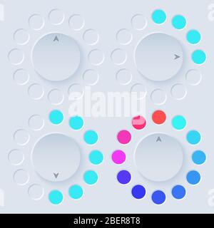 Newmorphic UI circle light set Stock Vector