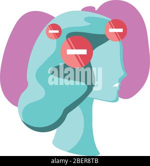 human head with minus sign on white background vector illustration design Stock Vector