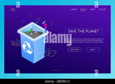 Save the planet - modern colorful isometric vector web banner Stock Vector