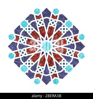 Arabesque round geometric element design. Emblem or sign isolated on white background Stock Photo