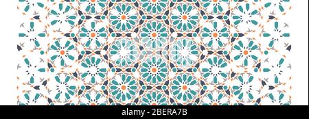 Islamic, arabic geometric decor. Traditional vector pattern, modern border design. Arabic seamless vector pattern. Arabesque disintegration Stock Vector