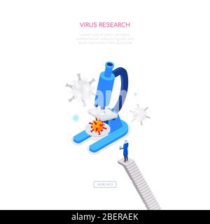 Virus research - modern colorful isometric web banner Stock Vector