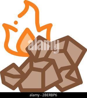 charcoal for fire icon vector outline illustration Stock Vector