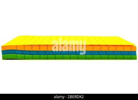 Multicolor Memo Pad And Mini Container Filled With Pens And Pencils And Scissors Stock Photo