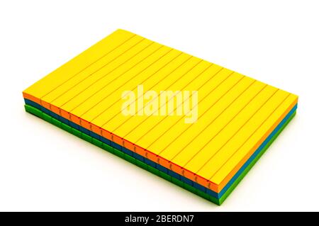 Multicolor Memo Pad And Mini Container Filled With Pens And Pencils And Scissors Stock Photo