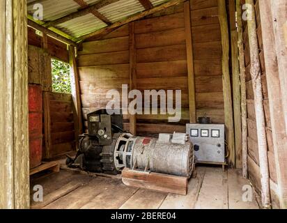 Power Plant, interior, Comandancia de la Plata, Sierra Maestra, Granma Province, Cuba Stock Photo