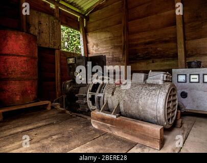 Power Plant, interior, Comandancia de la Plata, Sierra Maestra, Granma Province, Cuba Stock Photo