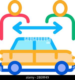 two buyers per car icon vector outline illustration Stock Vector