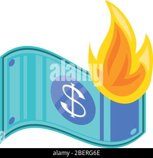 dollar burning on white background vector illustration design Stock Vector
