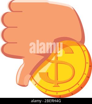 coin with dislike on white background vector illustration design Stock Vector