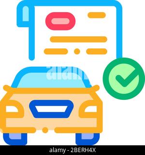 checked documents for car icon vector outline illustration Stock Vector