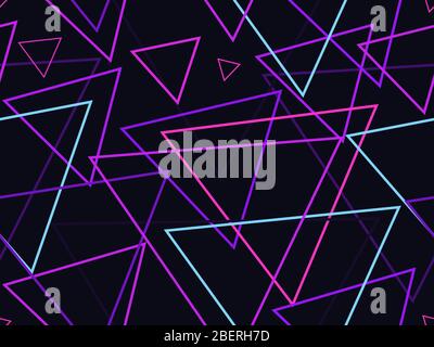 Seamless pattern with triangles, linear art in the style of the 80s. For promotional products, wrapping paper and printing. Vector illustration Stock Vector