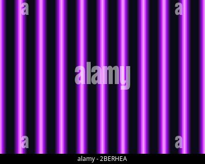 Seamless pattern with vertical neon stripes. Purple bright neon lines in 80s style. Vector illustration Stock Vector