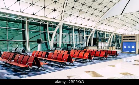 Interior design in Hong Kong International Airport. Stock Photo