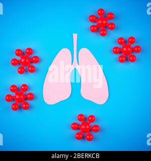 Coronavirus in human lungs, spread and transmission of the virus from person to person Stock Photo