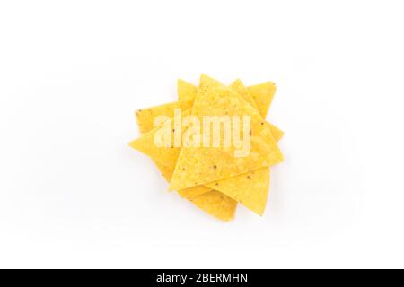 Pile of Tortillas. Nachos chips isolated on white Stock Photo