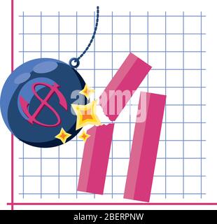 wrecking ball and chart on white background vector illustration design Stock Vector