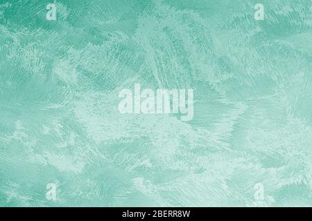 Texture of turquoise decorative plaster or concrete. Abstract background for design. Art stylized banner with copy space for text. Stock Photo