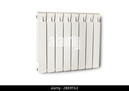 Water aluminum radiator for residential heating isolated on white Stock Photo
