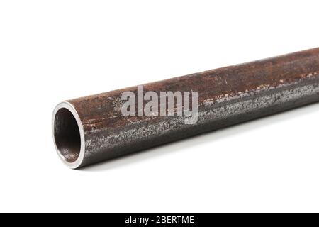Profile of an iron water pipe isolated on white Stock Photo