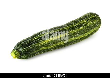 Long green squash close-up isolated on a white background Stock Photo