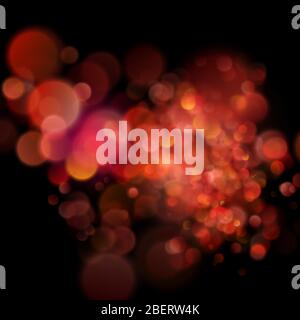 Abstract defocused circular red bokeh on dark background. EPS 10 Stock Vector