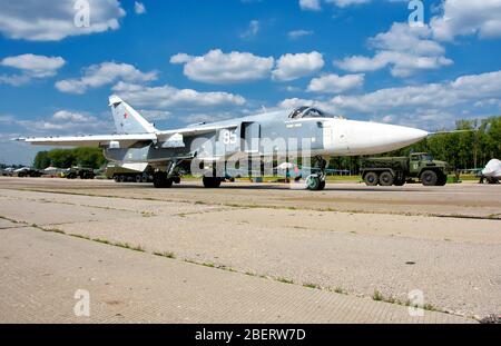 Russian Air Force Su-24 taxiing at Dyagilevo Air Base, Russia. Stock Photo