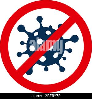 Coronavirus cell in prohibition sign. Vector, flat Stock Vector