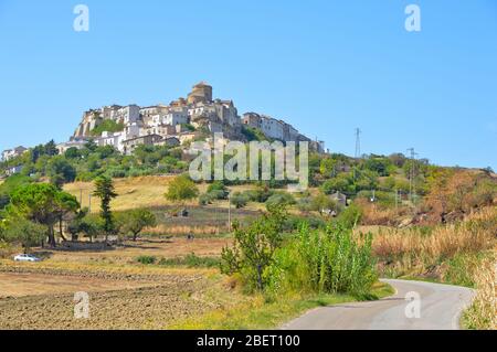 Panoramic view of Acerenza, a village in the Basilicata region in Italy Stock Photo
