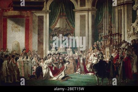 The coronation of Emperor Napoleon I and Empress Josephine in the Notre Dame Cathedral. Stock Photo