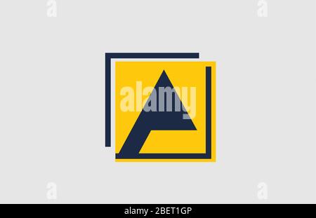 A yellow blue square alphabet letter logo icon design for company and business Stock Vector