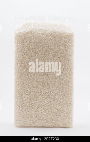 European Rice Pack Rice pack isolated over white background Stock Photo - Alamy