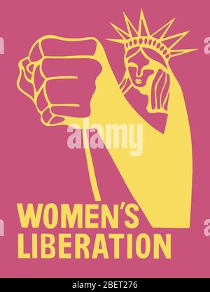 Retro history print features the sentiment underlying Women's Liberation Movement. Stock Photo