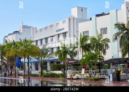 Prime Hotel Claremont on Collins Ave in South Beach, Miami, Florida, USA Stock Photo
