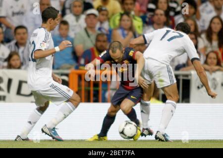 Real Madrid's  players  fight Barcelona's Iniesta during Super Copa of Spain on Agost 29th 2012...Photo:  (ALTERPHOTOS/Ricky) Super Cup match. August Stock Photo