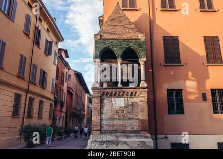 Tomb of Egidio Foscherari on Saint Dominic square in Bologna, capital and largest city of the Emilia Romagna region in Northern Italy Stock Photo