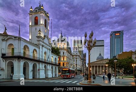 Plaza de Mayo (May Square) at dusk. Buenos Aires, Argentina Stock Photo