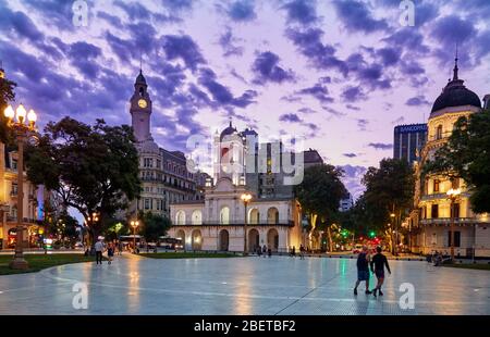 Plaza de Mayo (May Square) at dusk. Buenos Aires, Argentina Stock Photo