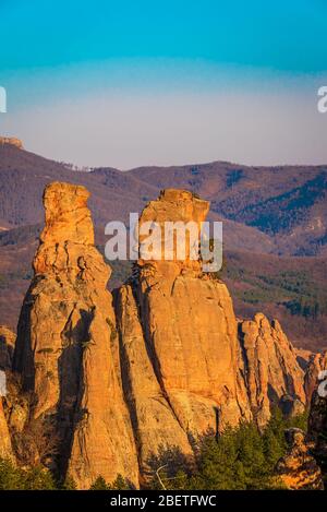 Fantastic sandstone rock formations on the western slope of the Balkan mountains in Belogradchik , Bulgaria. Rocks with fantastic shape Stock Photo