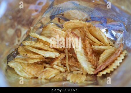 Inside of crisp bag Stock Photo