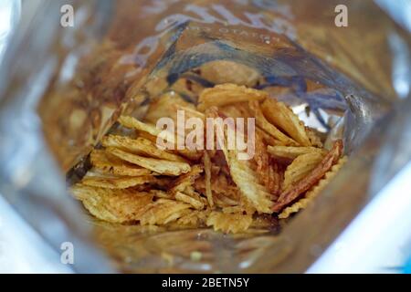 Inside of crisp bag Stock Photo