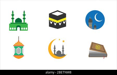 set of Islamic icon, symbol icon of Islam in vector illustration. Stock Vector