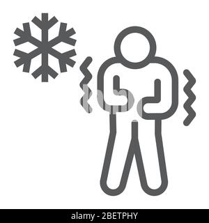 Chill human line icon, flu and covid-19, coronavirus symptom sign, vector graphics, a linear icon on a white background, eps 10. Stock Vector